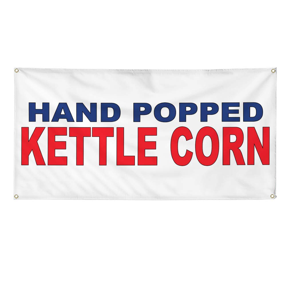 Premium Vinyl Banner 48x96 Inches - Weatherproof, Heavy-Duty with 8 Grommets for Restaurant, Food Truck & Outdoor Events - Ideal for Kettle Corn Stands, Yard Signs, and Industrial Use