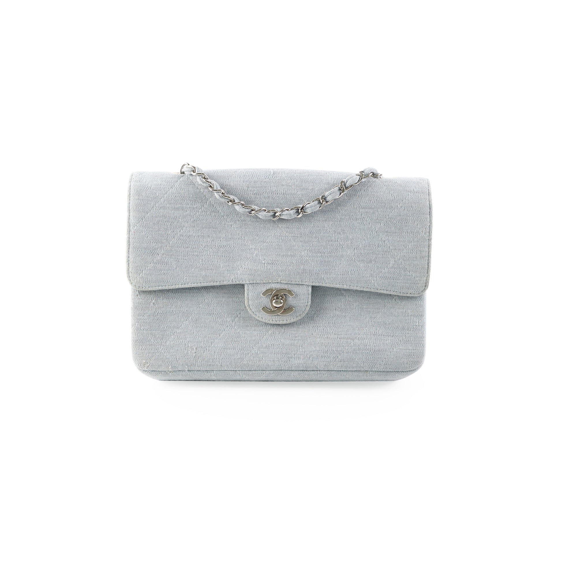 Chanel Timeless Quilted Jersey Shoulder Flap Bag in Blue | Luxury Designer Crossbody Purse for Women | Perfect for Evening Events & Daily Use