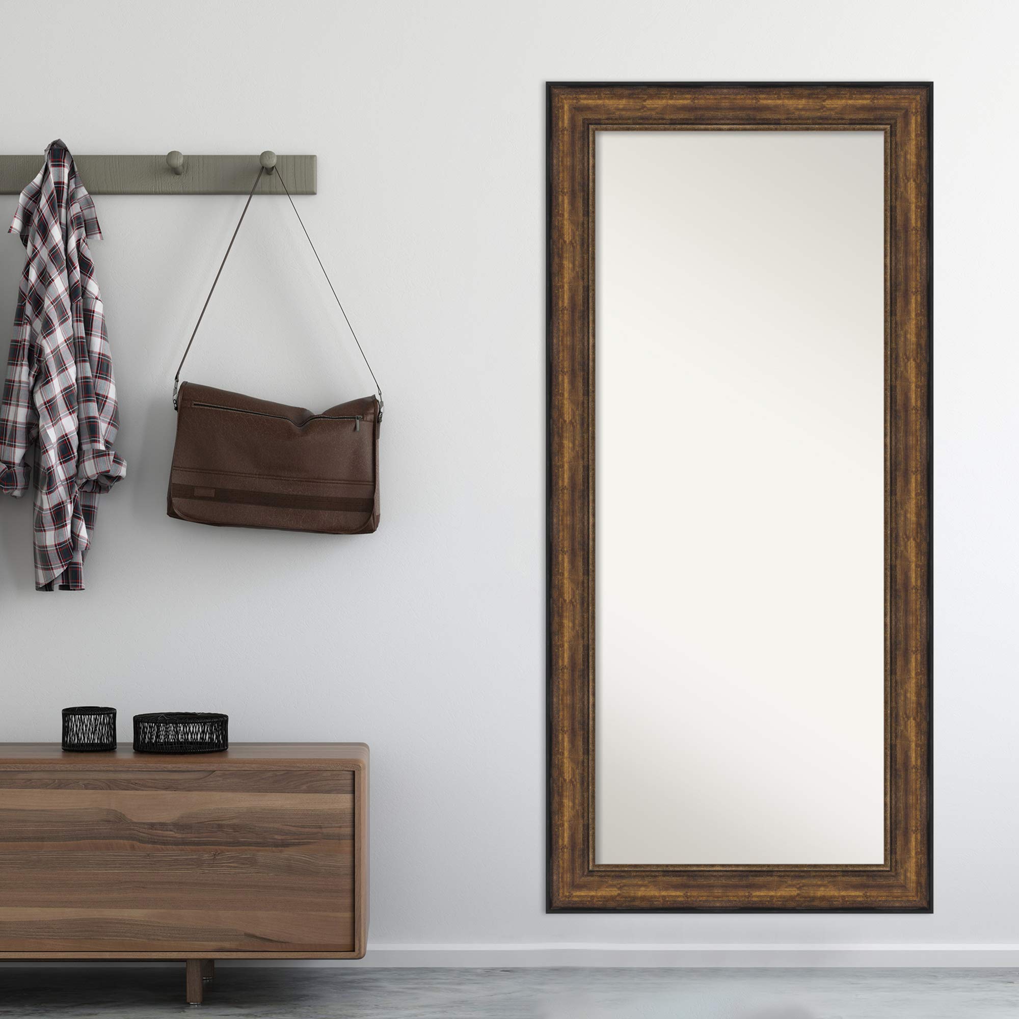 Amanti Art 68x32 Inch Bronze Full Length Mirror - Free Standing or Wall Mounted Dressing Mirror with Traditional Frame for Bedroom, Living Room, and Ballroom Decor - Handcrafted in Wisconsin USA
