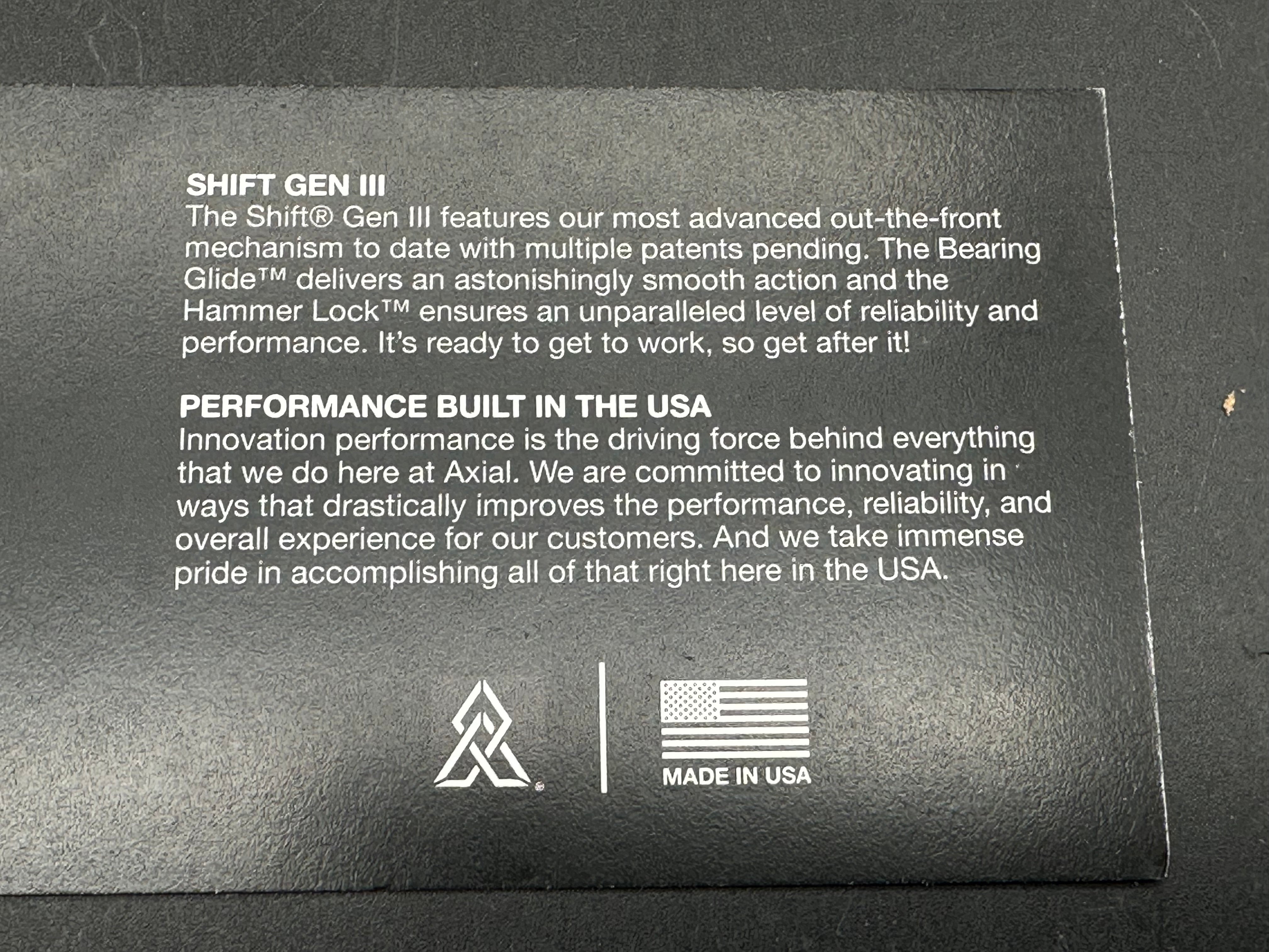 AXIAL Shift Gen 3 Wharncliffe DLC Coated Folding Knife - EDC Pocket Knife for Outdoor, Camping & Everyday Carry