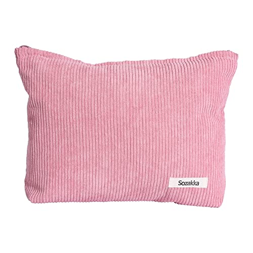 Velvet Makeup Bag for Women - Large Capacity Cosmetic Organizer, Travel Toiletry Bag with Canvas Exterior, Pink - Perfect for Travel, Home & Daily Essentials Storage