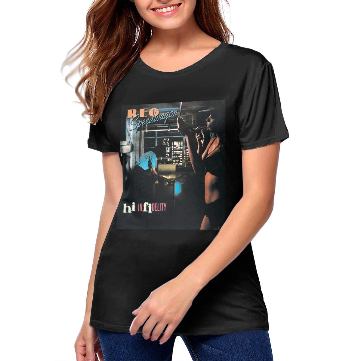 REO Speedwagon Women's Stylish Pattern Short Sleeve T-Shirt - Casual Summer Top for Outfits, Concerts & Everyday Wear