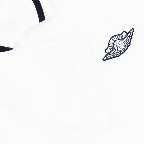 Dior x Jordan Logo Polo Shirt for Men - White Cotton Short Sleeve Casual Shirt - Perfect for Streetwear, Golf & Everyday Fashion