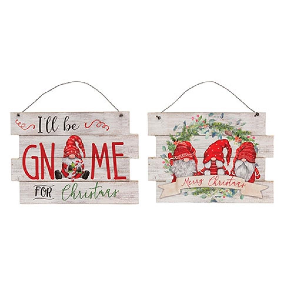 Festive Christmas Gnome Wooden Hanging Signs - Set of 2 Assorted Holiday Decorations for Home, Door, or Wall - Perfect for Indoor & Outdoor Christmas Decor