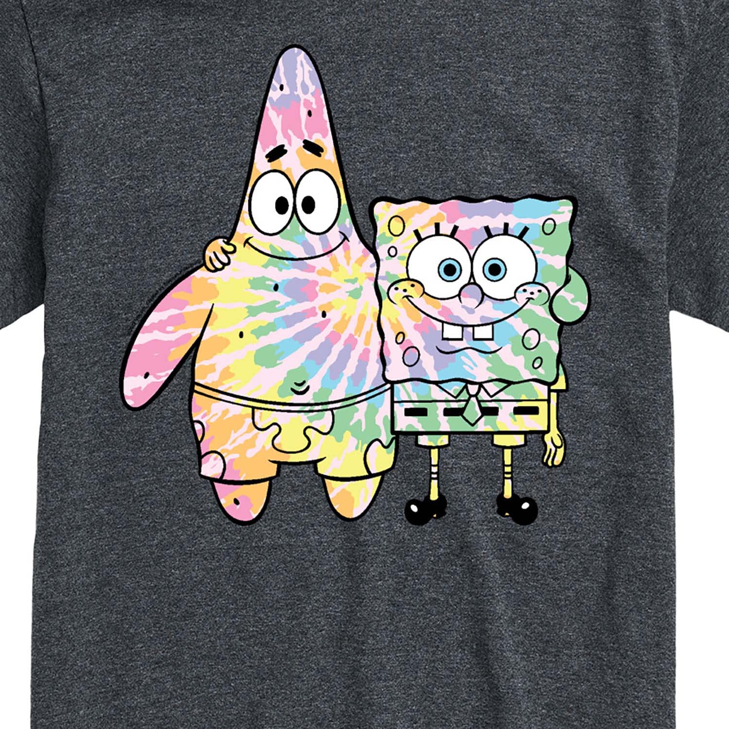HYBRID APPAREL Spongebob Squarepants Tie Dye T-Shirt - Men's Short Sleeve Graphic Tee with Spongebob & Patrick Design - Perfect for Casual Wear, Beach Outings, and Cartoon Lovers