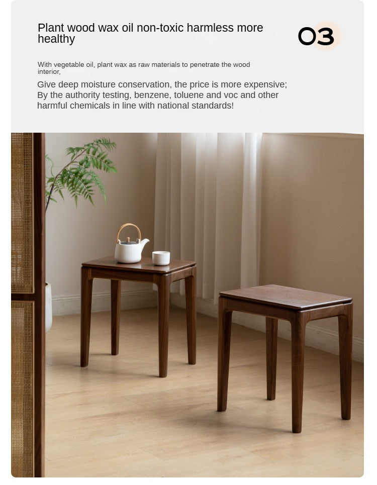 Black Walnut Solid Wood Makeup Stool - Durable Vanity Seat with Cushion for Bedroom, Dressing Room & Beauty Salon | Natural Wooden Stool for Makeup, Hair Styling & Relaxation