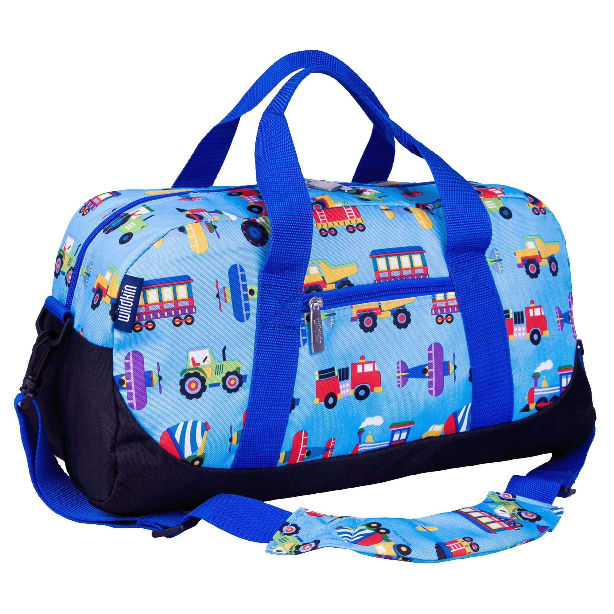 Wildkin Kids Overnighter Duffel Bag - Carry-On Size Travel Bag for Boys & Girls - Perfect for School, Sleepovers, Travel (Trains, Planes, Trucks Design) - Great for Weekend Trips, Sports Gear & Camping Essentials