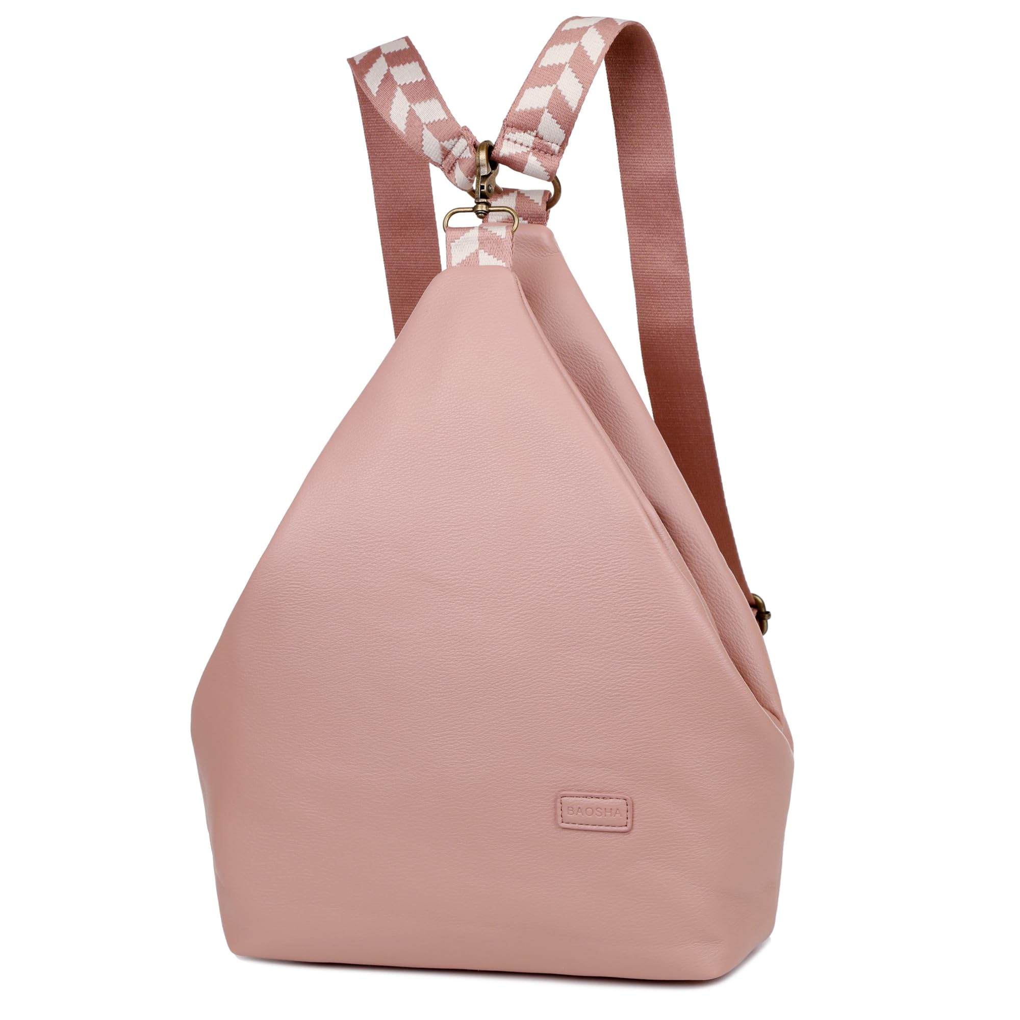 Stylish Vegan Leather Backpack Purse for Women - Small Hiking Sling Crossbody Bag XB-24 (Pink) | Waterproof Lightweight Travel Daypack for Work, Gym & Outdoor Adventures