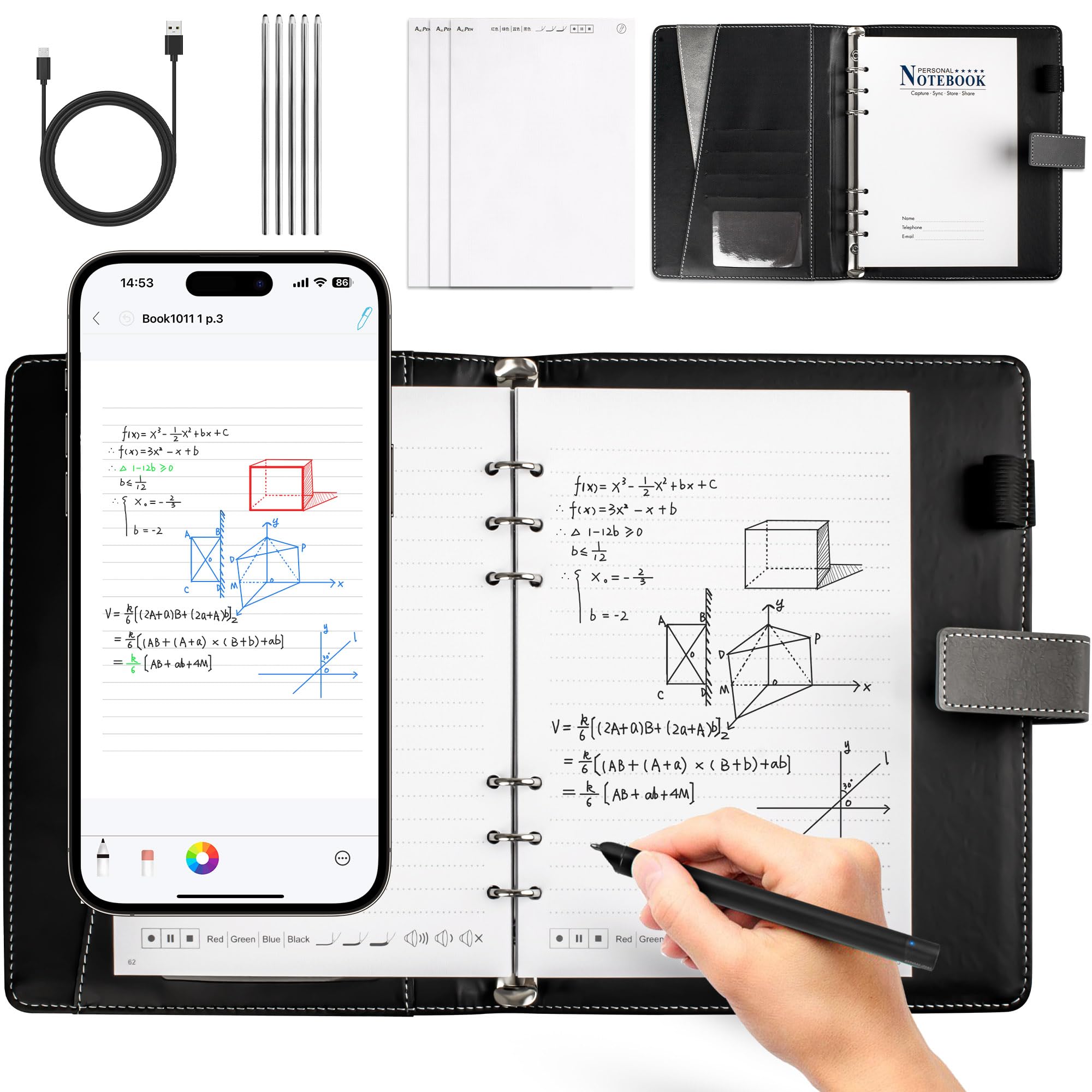 Smart Digital Pen & Notebook Set - Real-Time Sync & Digitize Notes for Android & iOS - Perfect for Learning, Office Work, Drawing & Sharing Ideas
