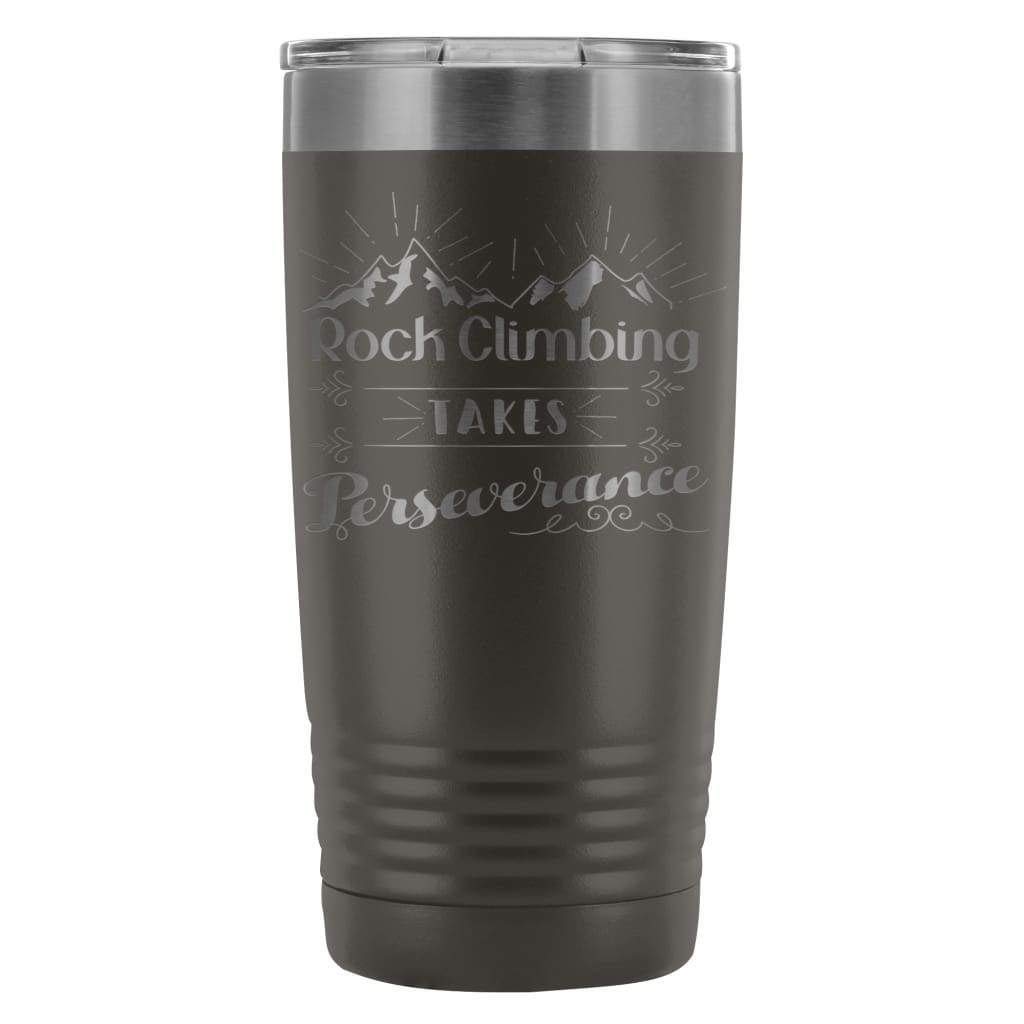 ODDITEES 20oz Stainless Steel Tumbler with Laser Etched Rock Climbing Design - Motivational 'Take Perseverance' Insulated Cup for Gym, Hiking & Outdoor Adventures (Pink)