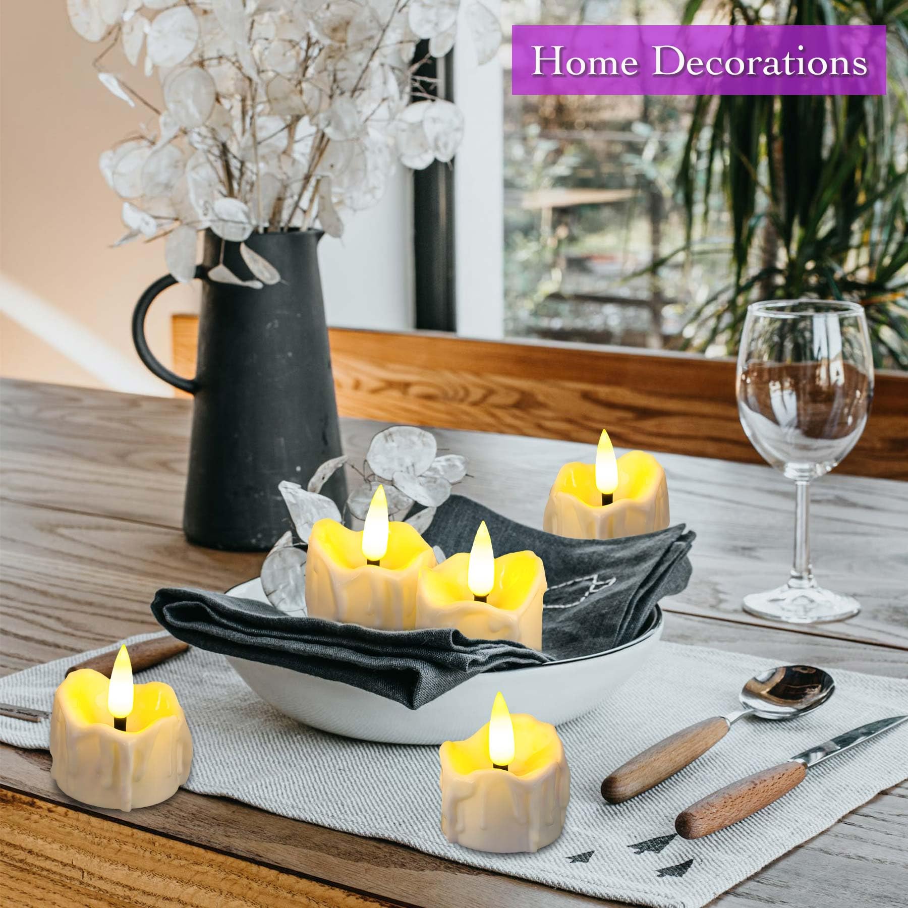 SingTok 12 Pack Battery Operated LED Tea Lights - Flameless Flickering Timer Candles for Christmas, Halloween, Pumpkin Decor - Perfect for Centerpieces, Weddings, Parties & Home Ambiance