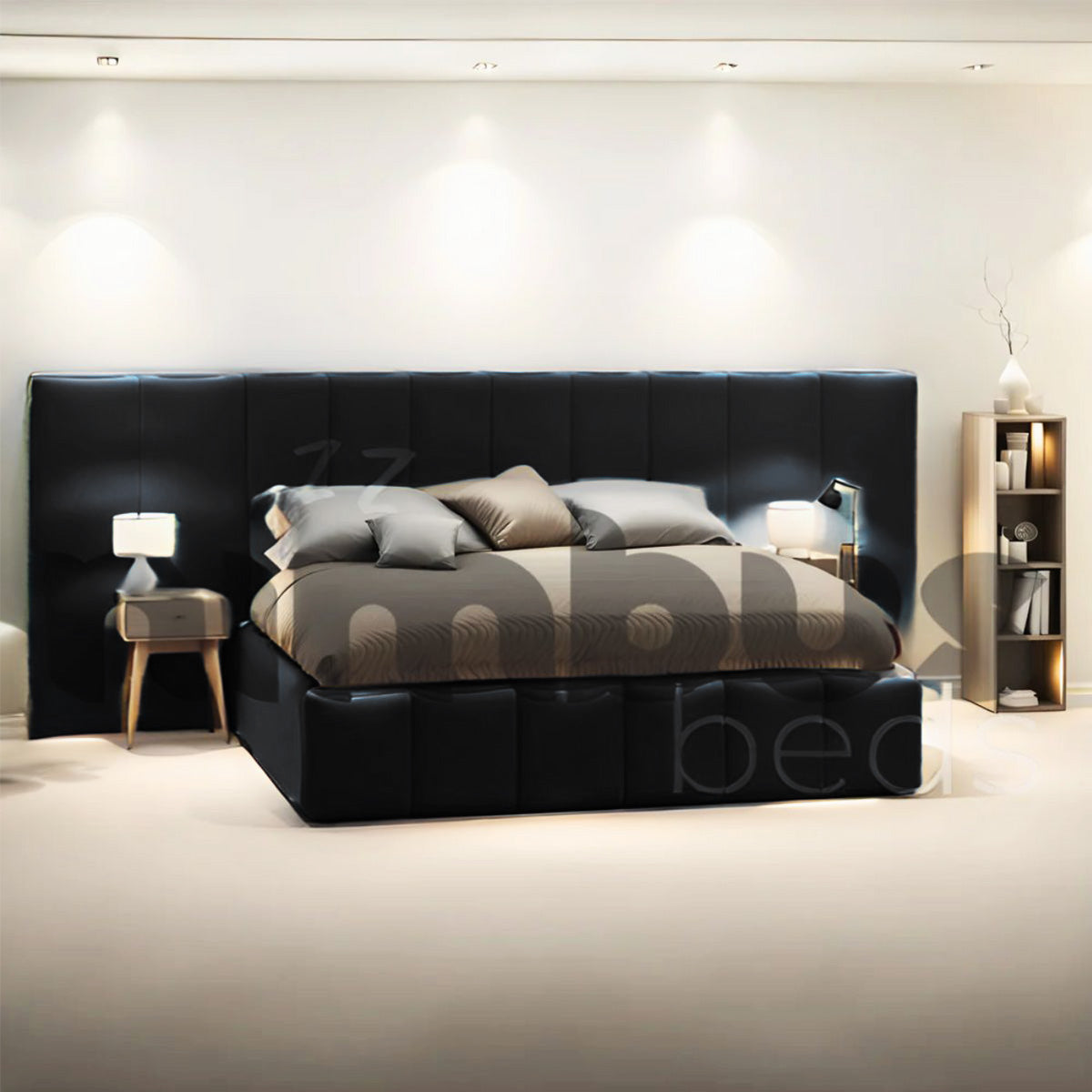 Victoria Queen Bed Frame with Upholstered Headboard - Modern Platform Bed with Wooden Slats - Sturdy & Noise-Free for Bedroom, Guest Room, or Dorm