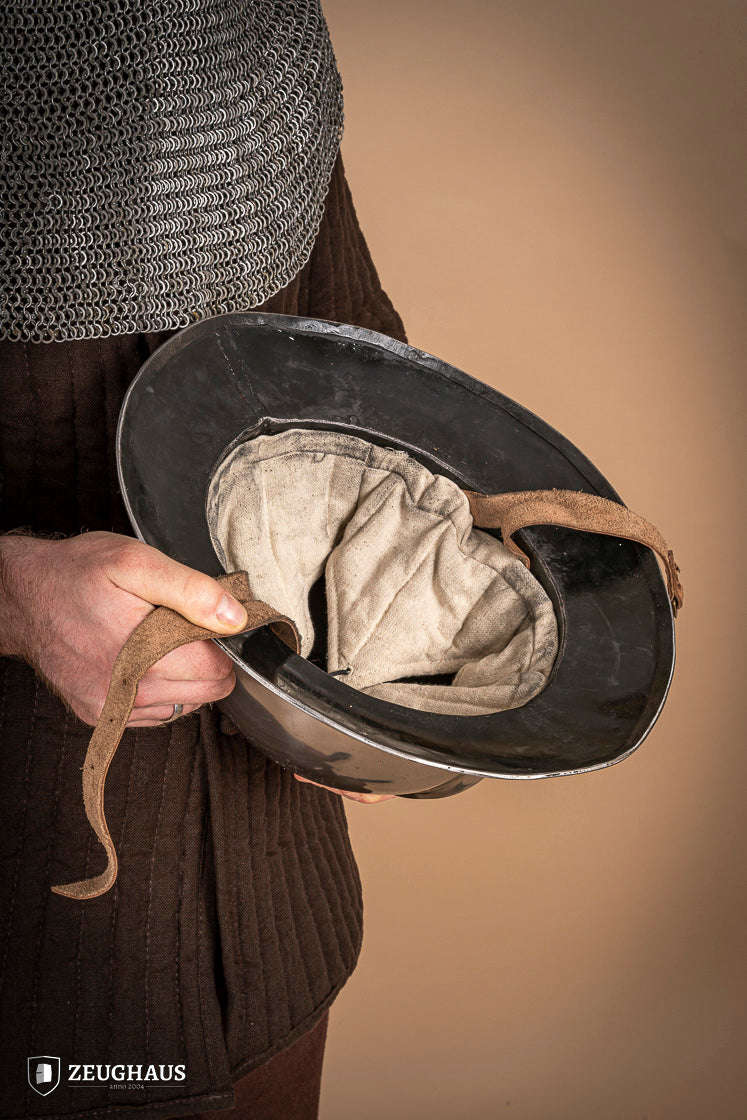 14th-15th Century Medieval Kettle Hat Helmet - 2mm Polished Steel - Authentic Reenactment & LARP Gear for Historical Battles and Cosplay