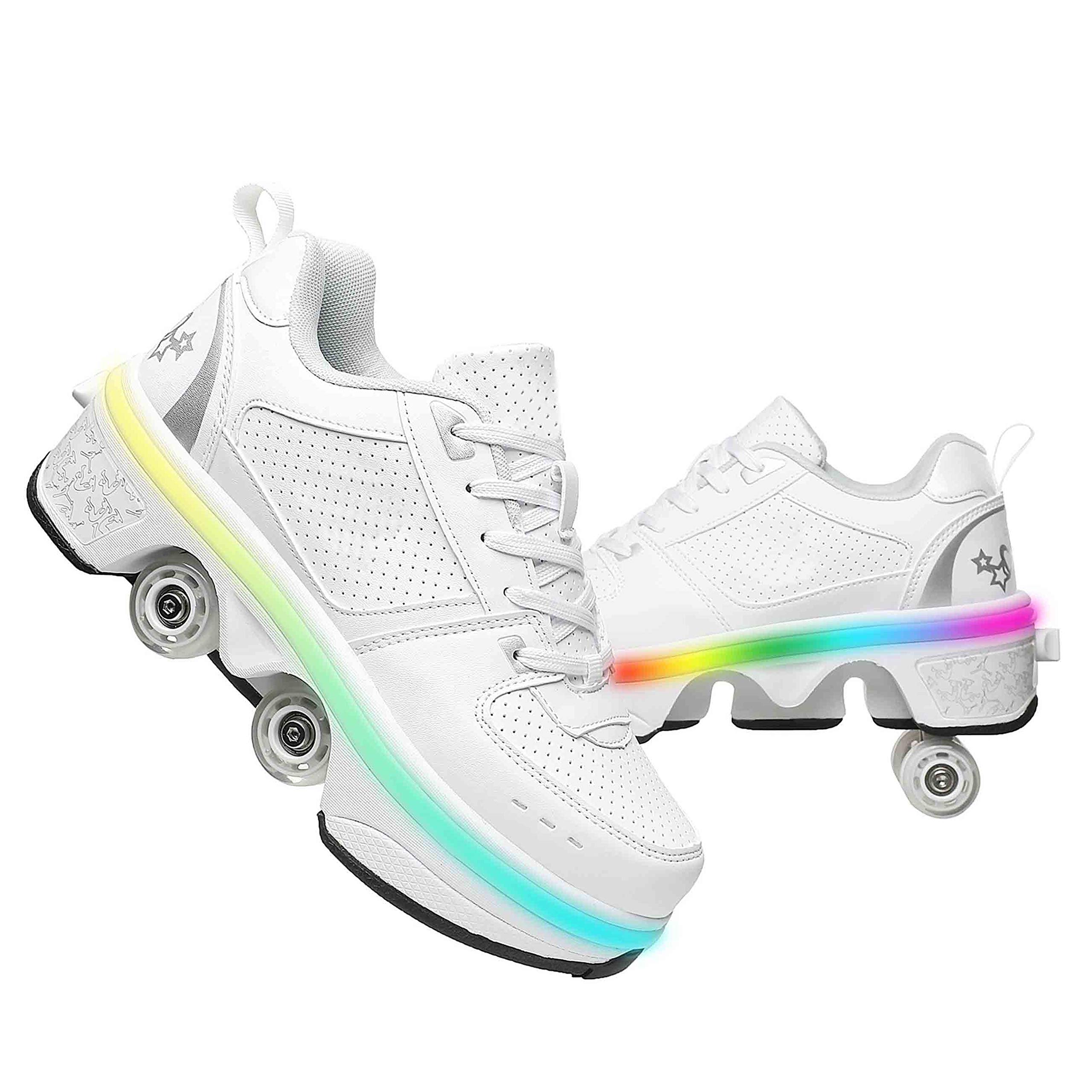 MLyzhe Roller Shoes for Men & Women - Automatic Walking Shoes with Double-Row Deform Wheels - Invisible Pulley Skates for Adults & Kids | Perfect for Commuting, Fitness & Outdoor Fun