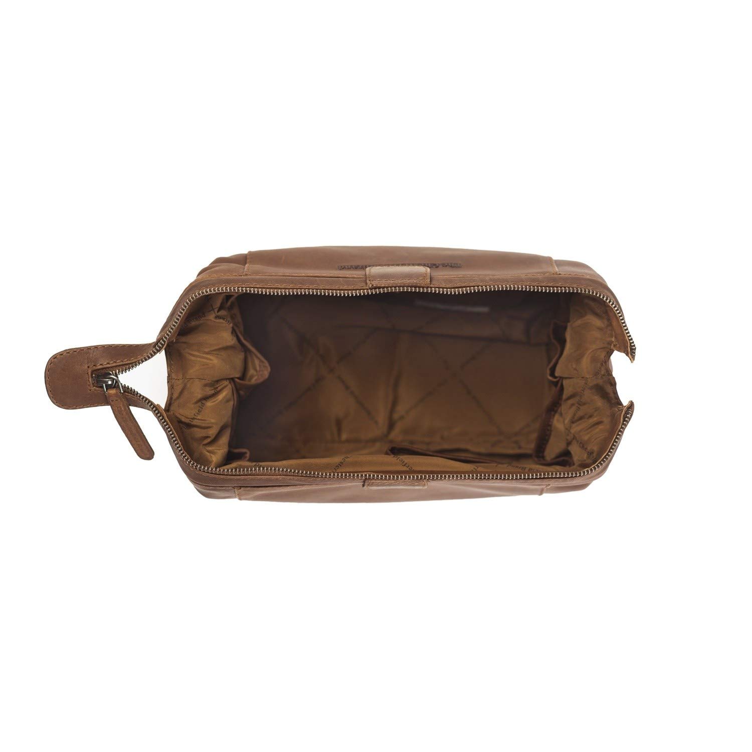Premium Chesterfield Leather Toiletry Bag for Men | Genuine Cognac Leather Travel Shaving Kit | Durable & Stylish Dopp Kit for Business Trips, Gym, and Weekend Getaways