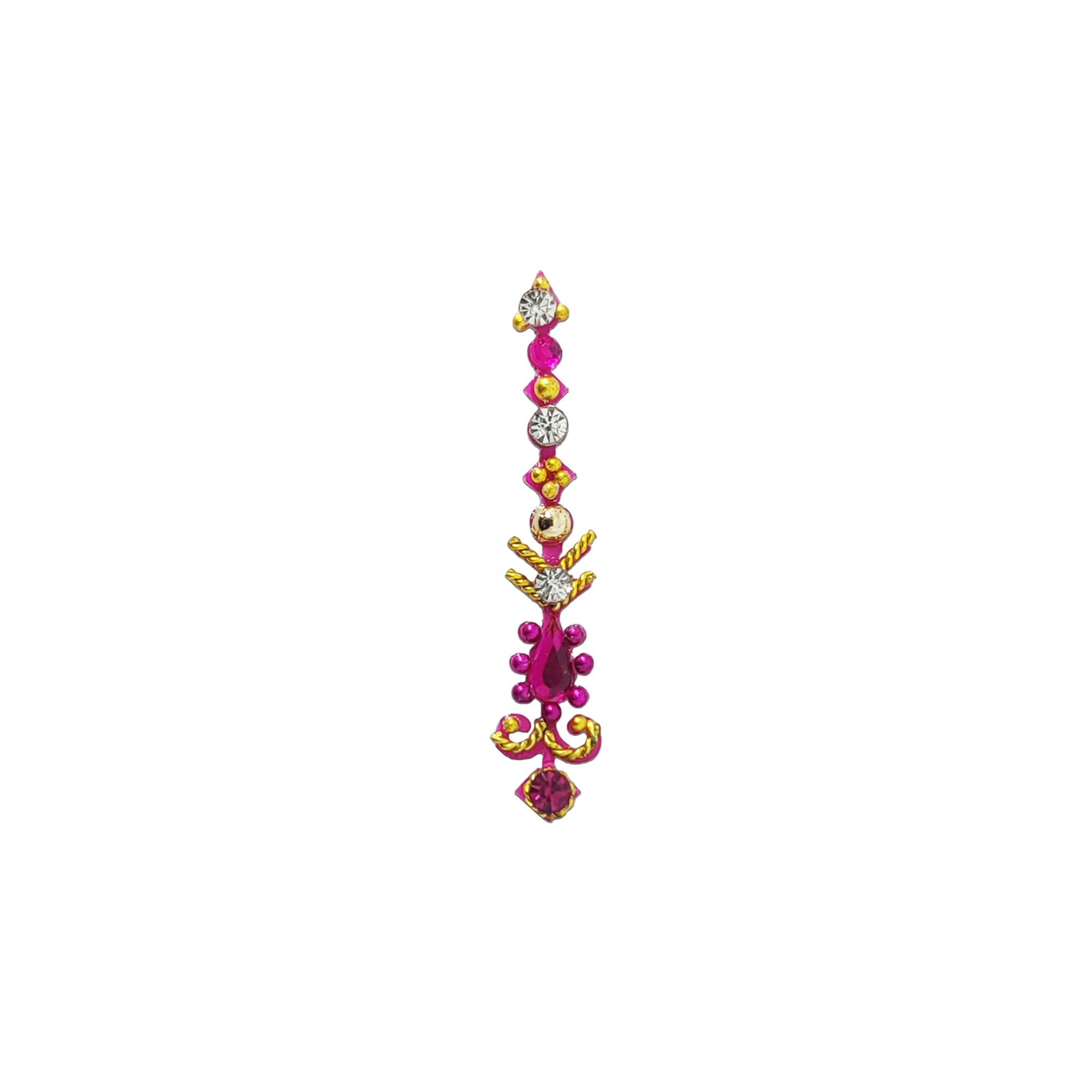 Comet Busters Pink and Blue Long Bindi for Women - 26mm Indian Forehead Jewelry (BV016) | Perfect for Diwali, Weddings & Festive Occasions