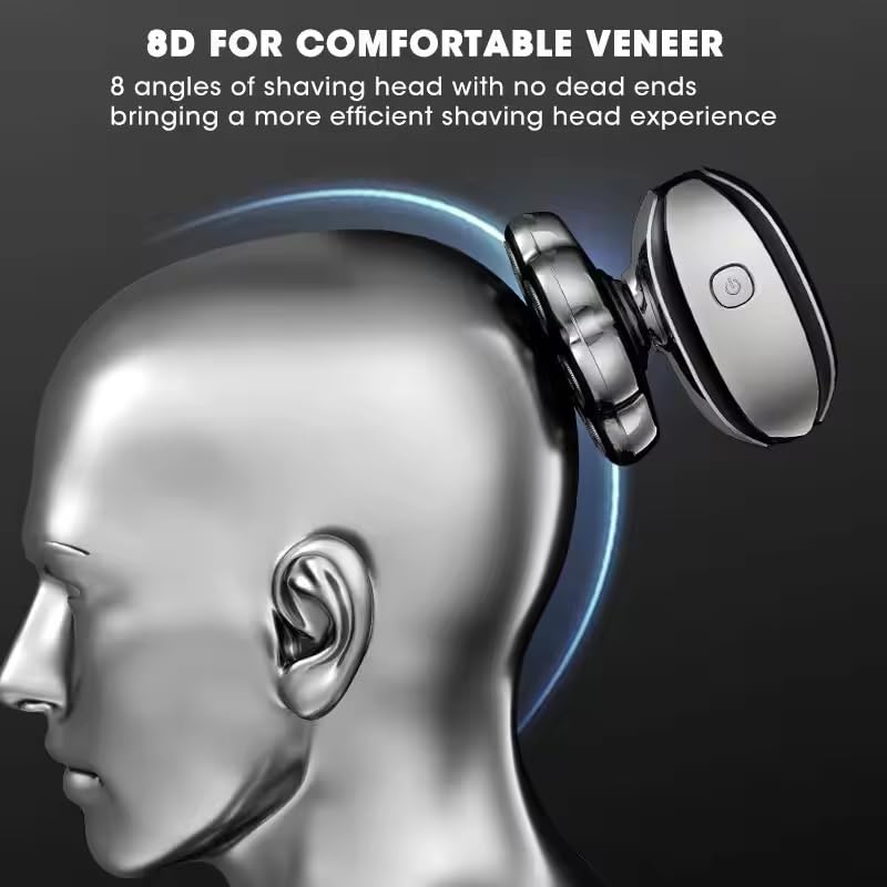 7-Blade Electric Shaver & Nose Hair Trimmer - Rechargeable 6-in-1 Bald Hair Clipper with Detachable Multi-Function Head for Men | Perfect for Travel, Home Grooming & Quick Shaves