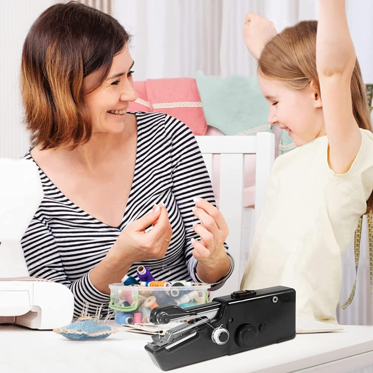 Gofemial Portable Mini Sewing Machine for Beginners - Electric Handheld Sewing Machine for Kids, Clothes & Fabrics - Perfect for Travel, Home Use & DIY Projects