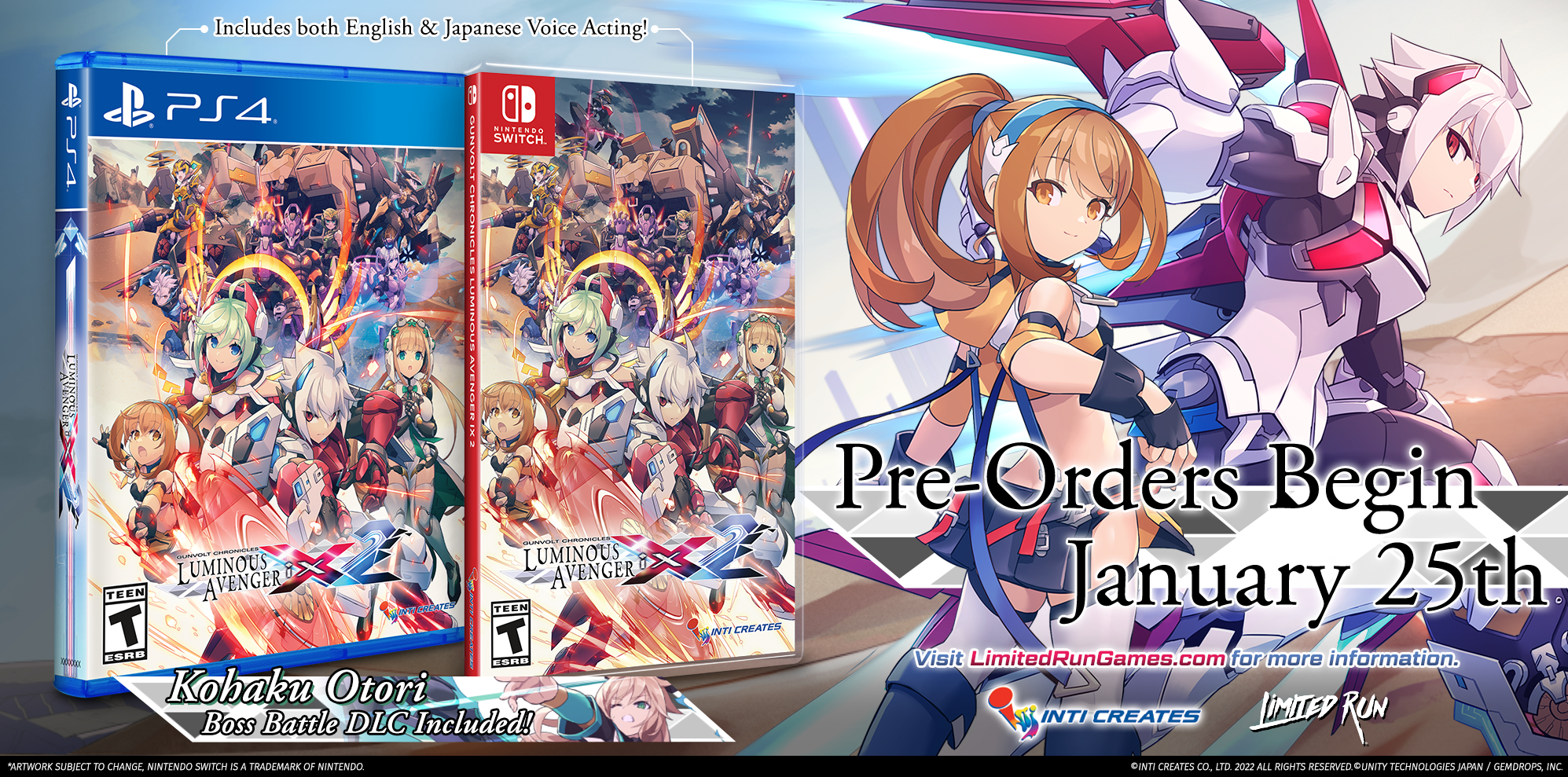 Gunvolt Chronicles: Luminous Avenger iX 2 for Nintendo Switch - Fast-Paced 2D Action Platformer Game for Anime Fans | Perfect for Home Gaming and On-the-Go Play