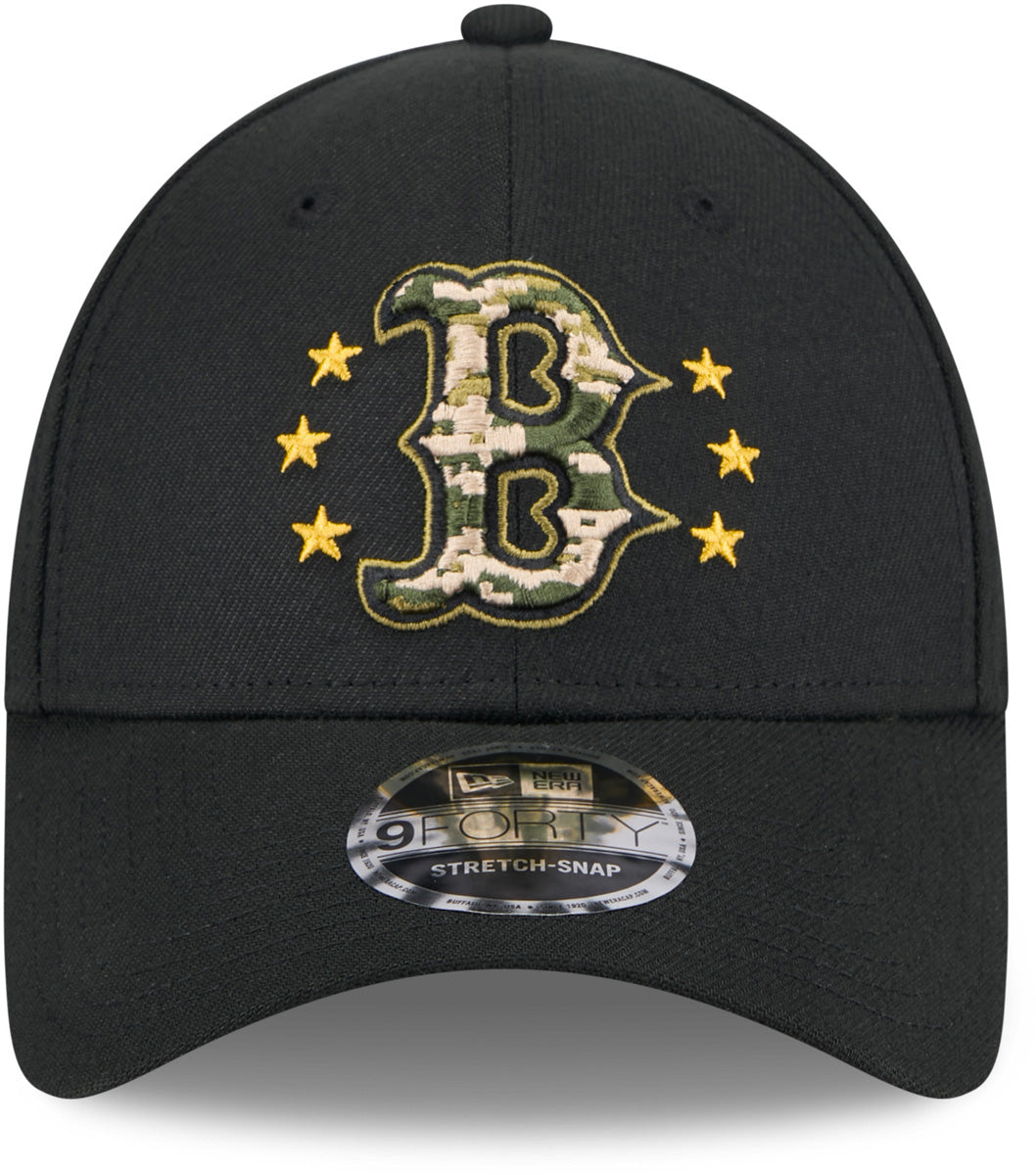 Boston Red Sox New Era 9Forty MLB 2024 Armed Forces Day Black Baseball Cap - Adjustable Snapback Hat for Men & Women, Perfect for Baseball Games, Military Appreciation & Casual Wear