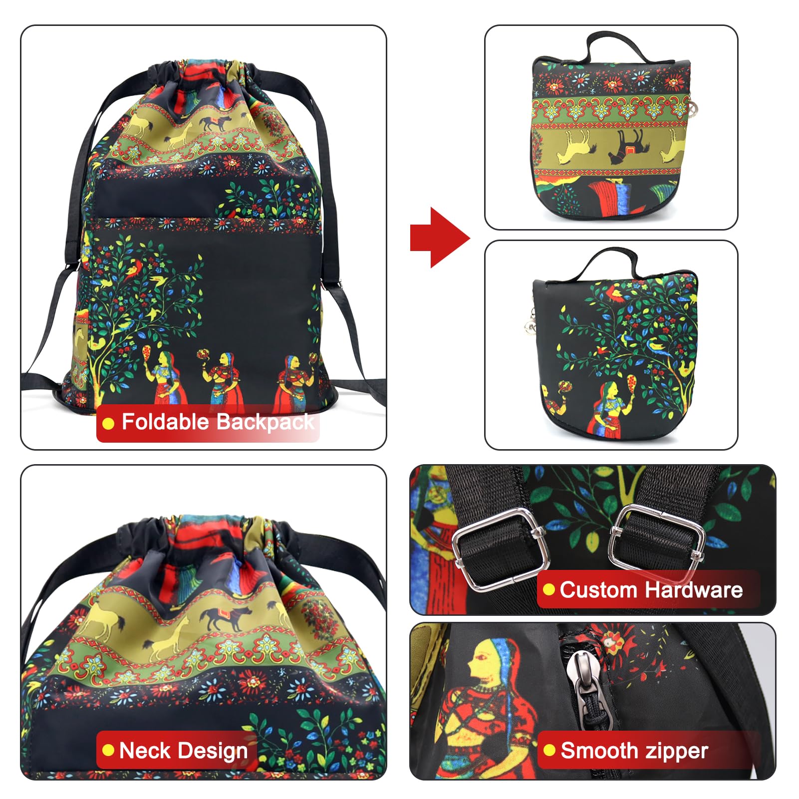 Foldable Large Capacity Wet Dry Separation Drawstring Backpack - Waterproof Gym Sports Bag for Workout, Travel & Beach - Lightweight & Durable for Fitness, Swimming & Outdoor Activities