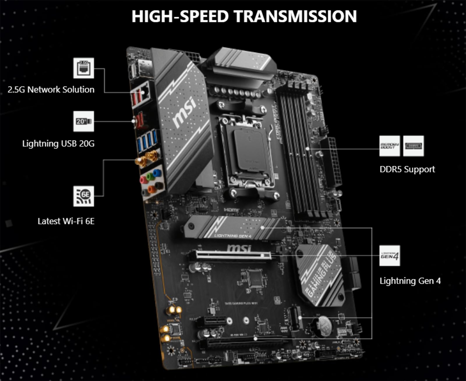 AMD Ryzen 5 7600X CPU & MSI B650 Gaming Plus WiFi Motherboard Bundle - AM5 Socket, ATX, DDR5, PCIe 4.0, Wi-Fi 6E - Perfect for Gaming PCs, Streaming & Content Creation