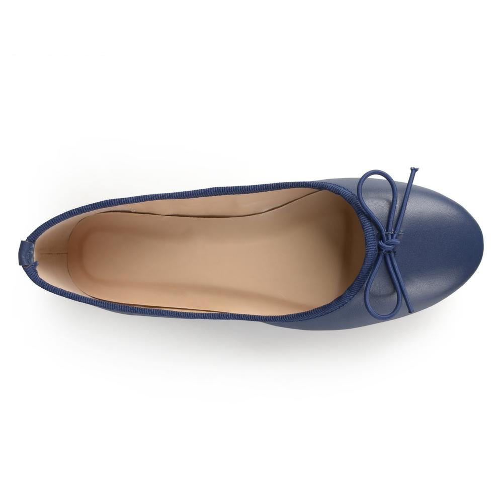 Journee Collection Women's Vika Slip On Round Toe Ballet Flats - Comfortable Dress Shoes for Work & Casual Wear - Navy Blue Size 7.5 - Perfect for Office, Commuting & Everyday Outfits