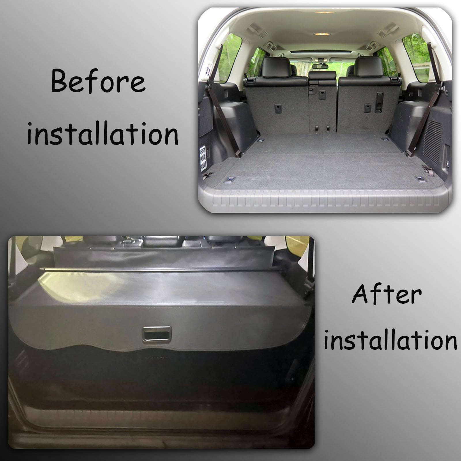 Black Retractable Cargo Cover for 2010-2023 Lexus GX460 | Trunk Organizer | Perfect for Road Trips, Camping & Grocery Storage