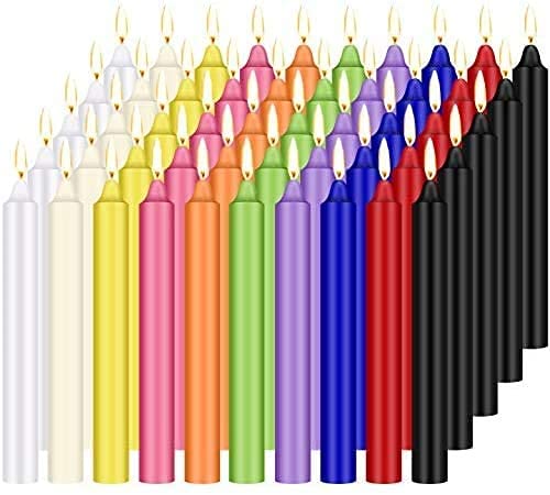 Mini Taper Candles 4 Inch Tall - 1/2 Inch Diameter Unscented Bulk Pack of 100 - Assorted Colors for Home Decor, Wedding Centerpieces, Candle Magic, Wax Play & Romantic Dinners