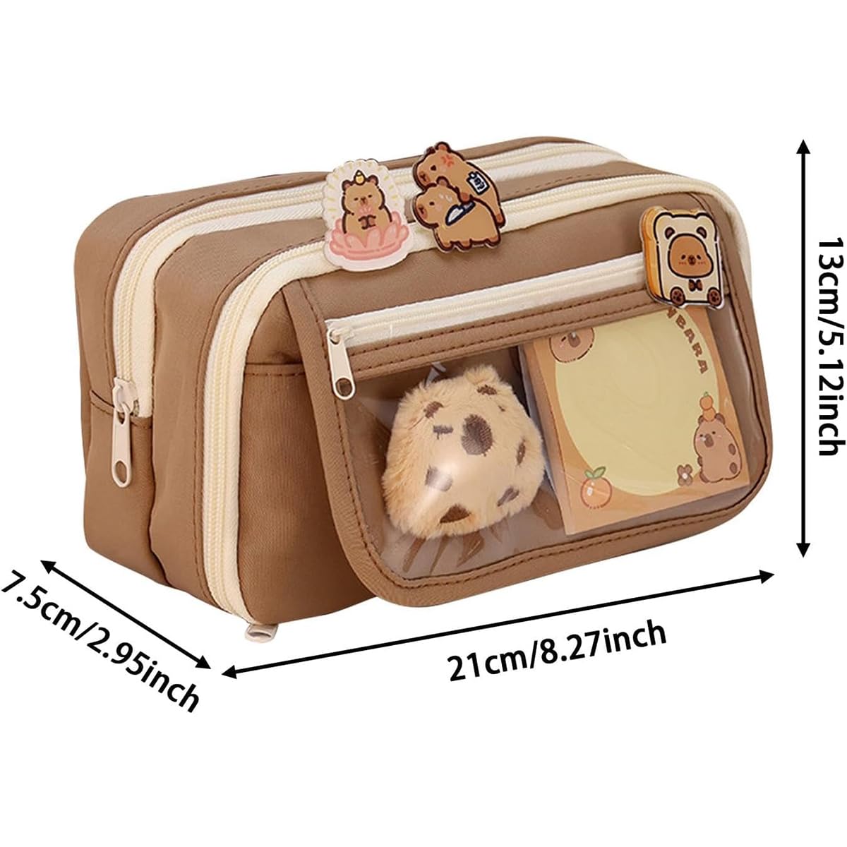 Capybara Pencil Case with 9 Compartments - Cute School Supplies for Students