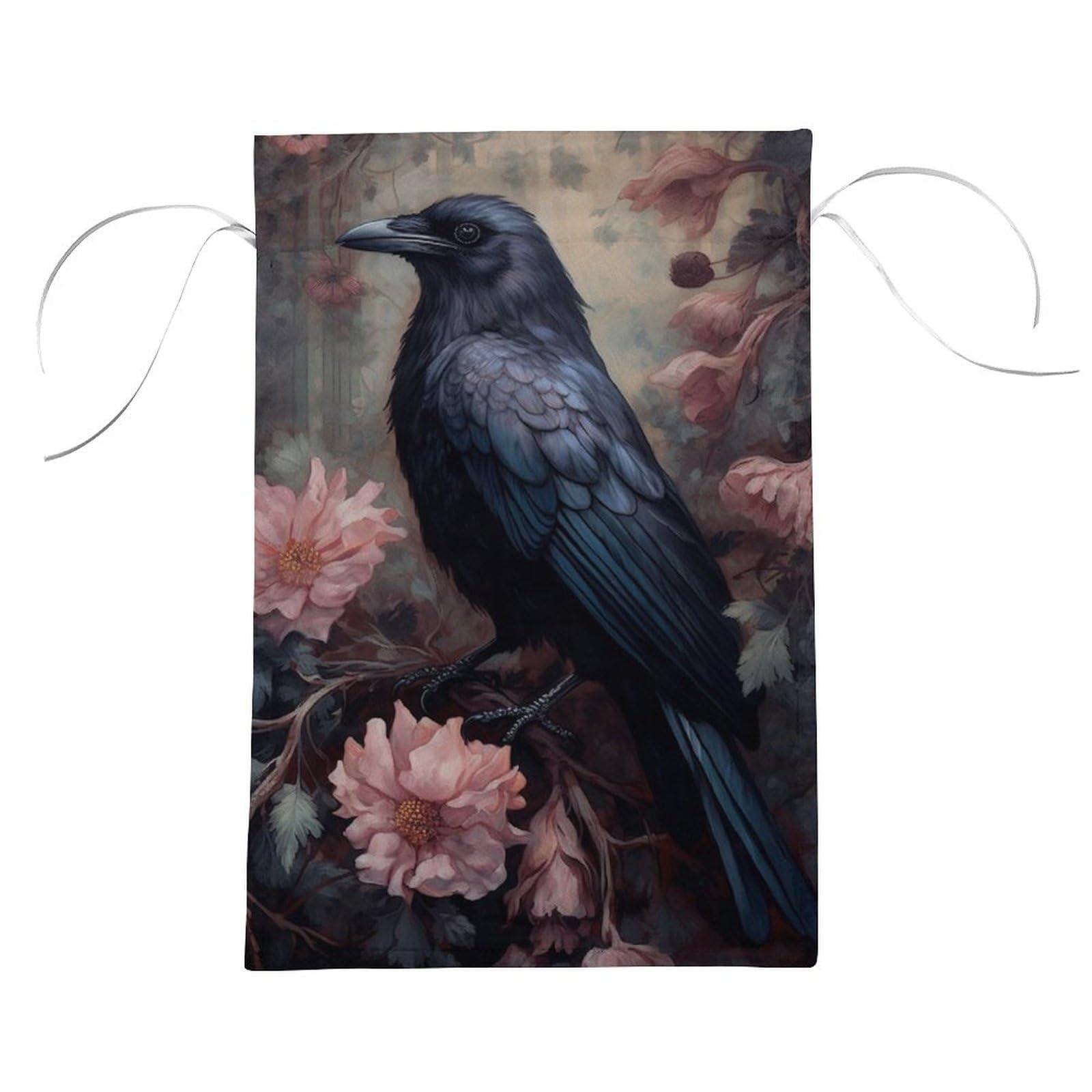Gothic Halloween Raven Flower Garden Flag - Double Sided Black Crow Yard Flag 12x18 Inch for Outdoor Seasonal Holiday Decoration | Perfect for Front Porch, Lawn, and Home Decor