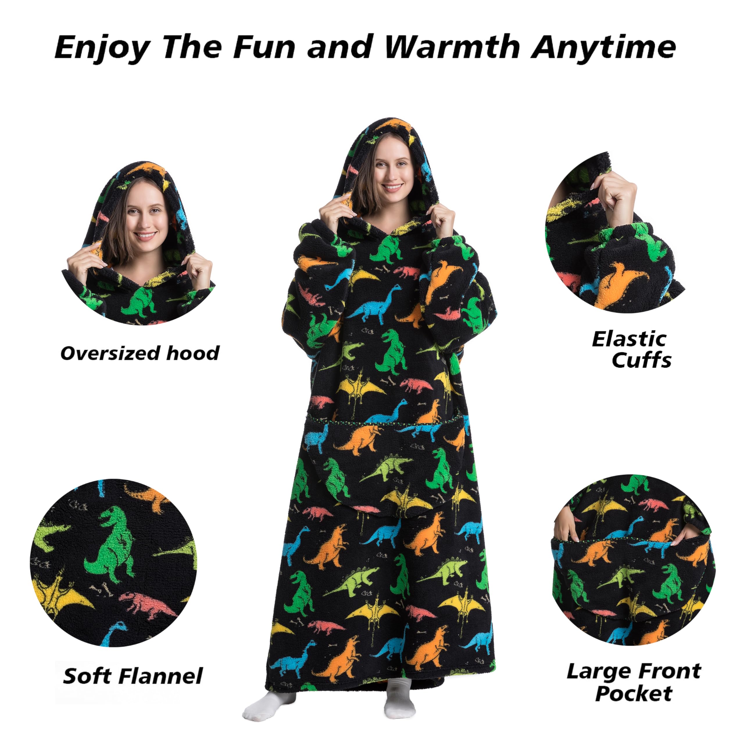 **Cozy Wearable Blanket Hoodie for Women & Men - Soft Fleece Long Hooded Sweatshirt - Perfect Birthday Gift, Lounge Wear for Winter, Movie Nights & Camping**