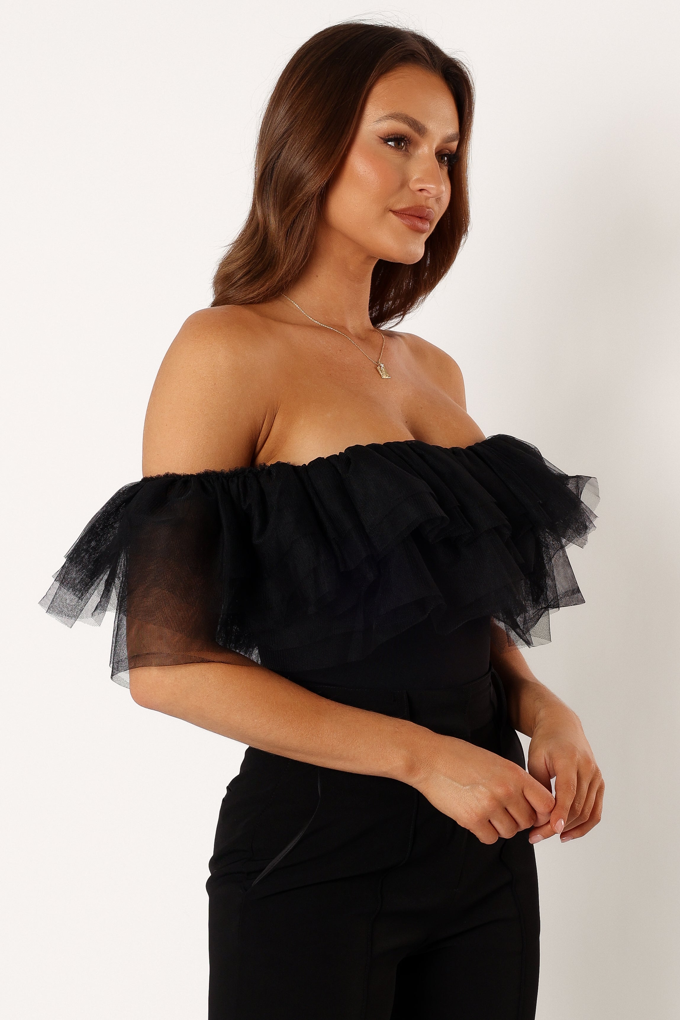 Off Shoulder Bodysuit for Women - Sexy Black Stretchy Jumpsuit, Tummy Control One Piece Outfit for Club, Date Night & Casual Wear