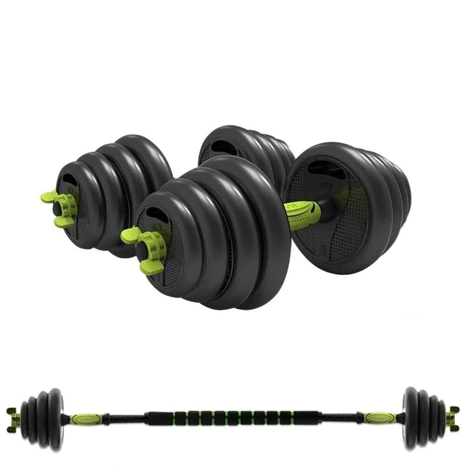 WDWL Adjustable Dumbbell Set 30kg - 3-in-1 Convertible Dumbbell to Barbell with Connecting Rods & Single-Wheel Rollers for Home Gym - Perfect for Strength Training, Full-Body Workouts & Family Fitness