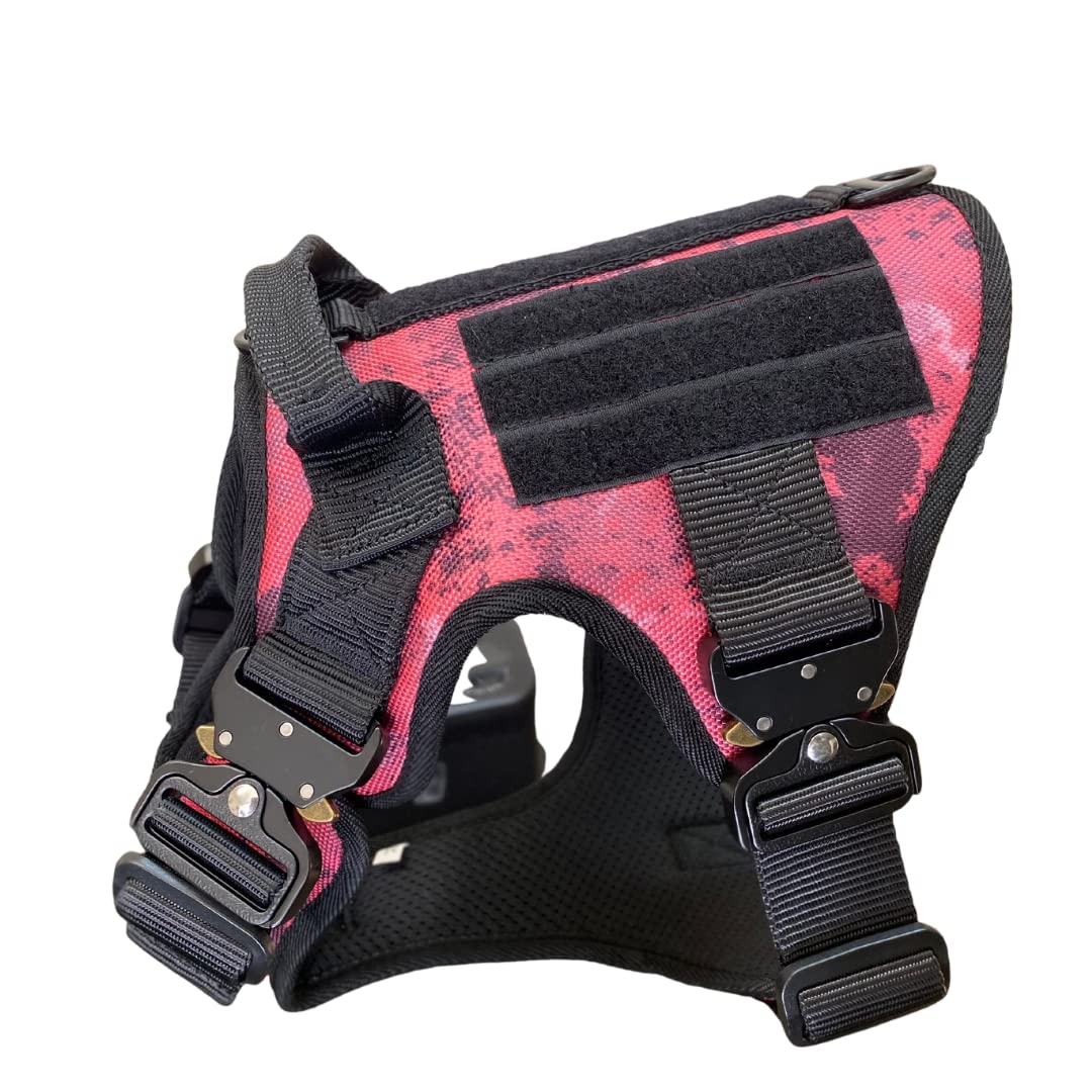 HAINshop Tactical Dog Harness - Adjustable Breathable Mesh Vest with 2 Leash Clips & 4 Metal Buckles for Safety - Perfect for Training, Hiking, Walking, and Outdoor Adventures (Medium)