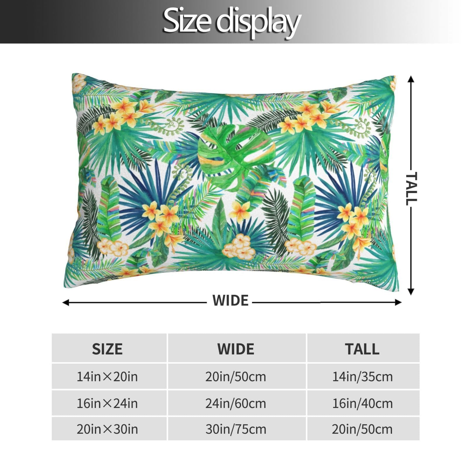Breathable Palm Leaf Pillowcases with Hidden Zipper - Queen Size 20x30 Inch Soft Lumbar Pillow Cover for Hair & Skin Care | Perfect for Sofa, Couch, Bed & Home Decor