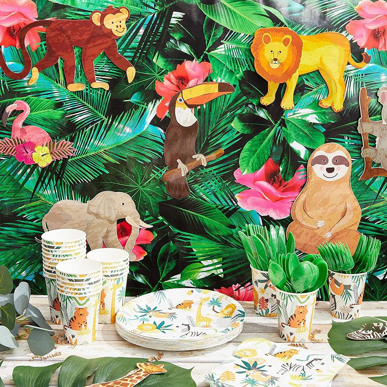 BLUE PANDA Jungle Safari Animal Paper Cutouts (12-Pack) - Wild Animal Craft Decorations for Kids Birthday Party, Baby Shower & Classroom Decor | DIY Jungle Theme Party Supplies