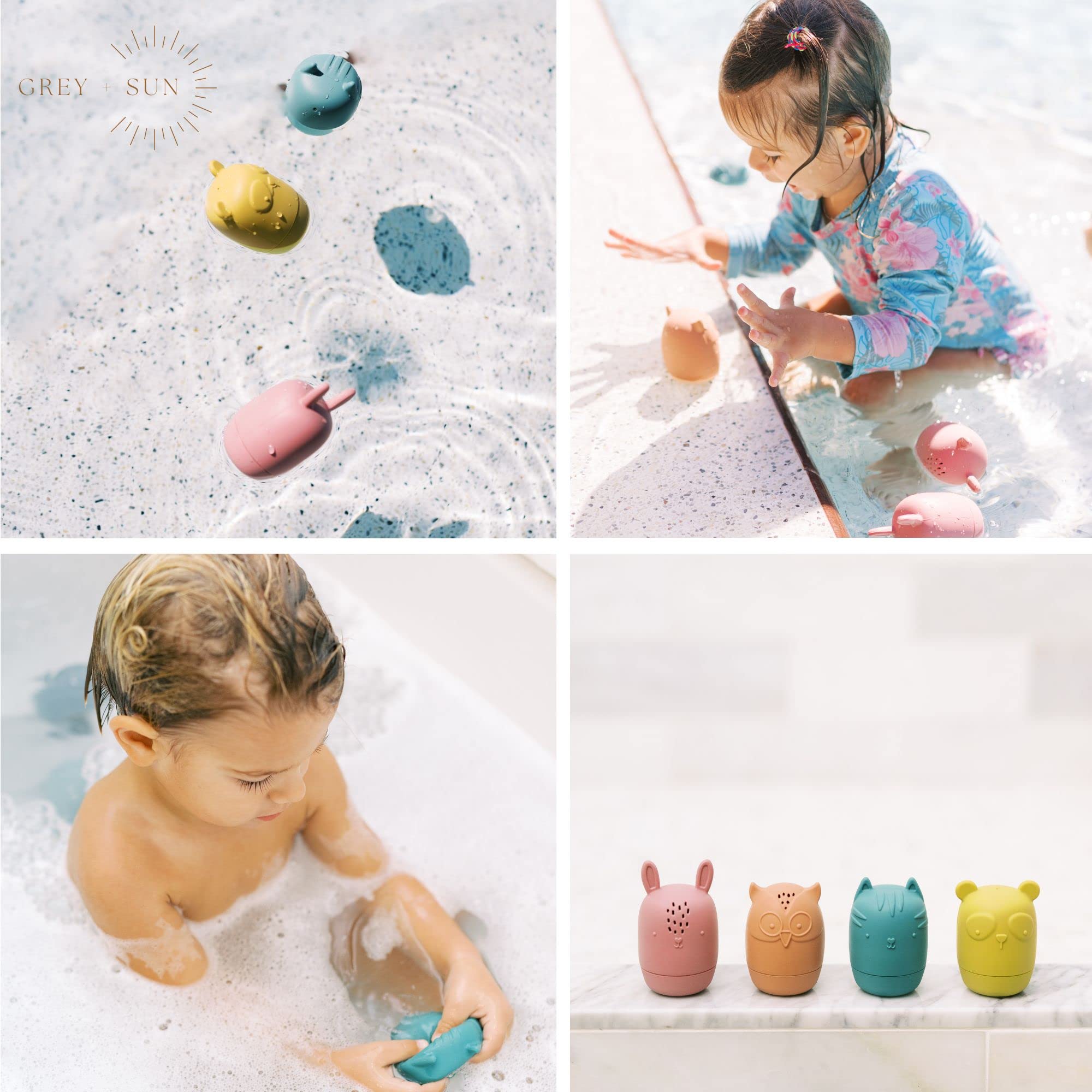 Grey+Sun Bath Toys for Toddlers 1-3 | Baby Pool & Bath Time Fun