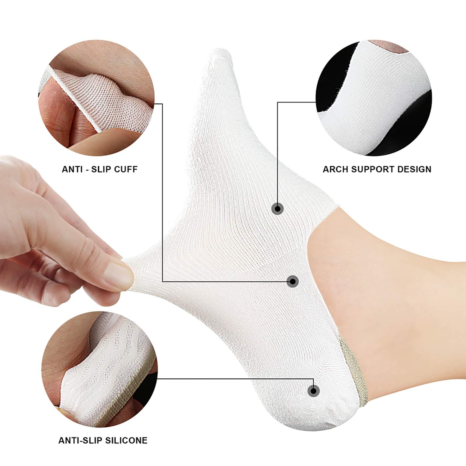 Wernies No Show Socks for Women - Low Cut Invisible Socks with Non-Slip Grip (4/8 Pairs) - Perfect for Sneakers, Loafers & Boat Shoes