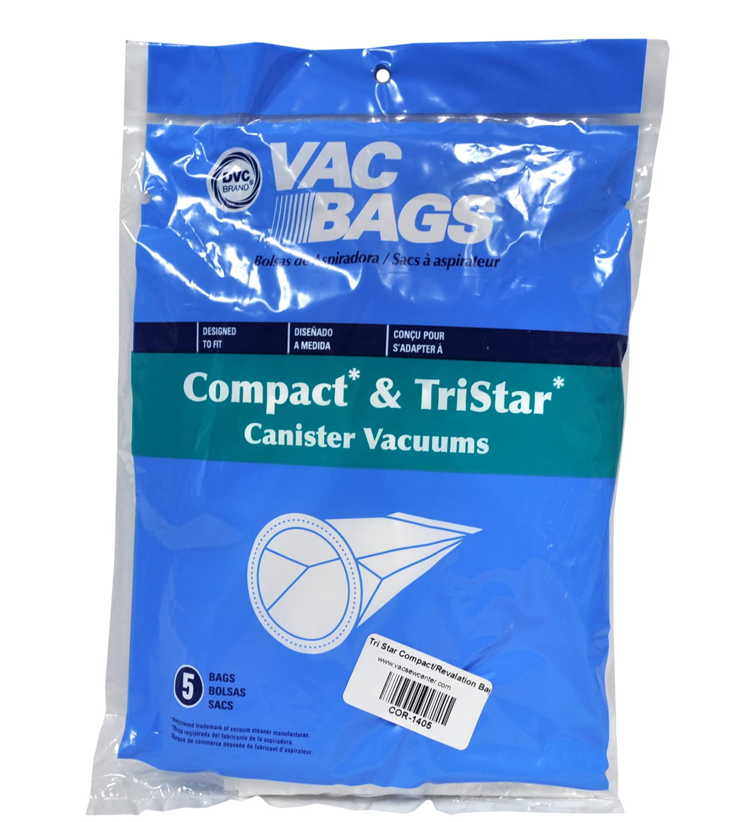 Tri Star Compact/Revalation Canister Vacuum Cleaner Bags 12-2400-01 - Replacement Filters for Efficient Cleaning - Perfect for Home, Office, and Carpet Maintenance
