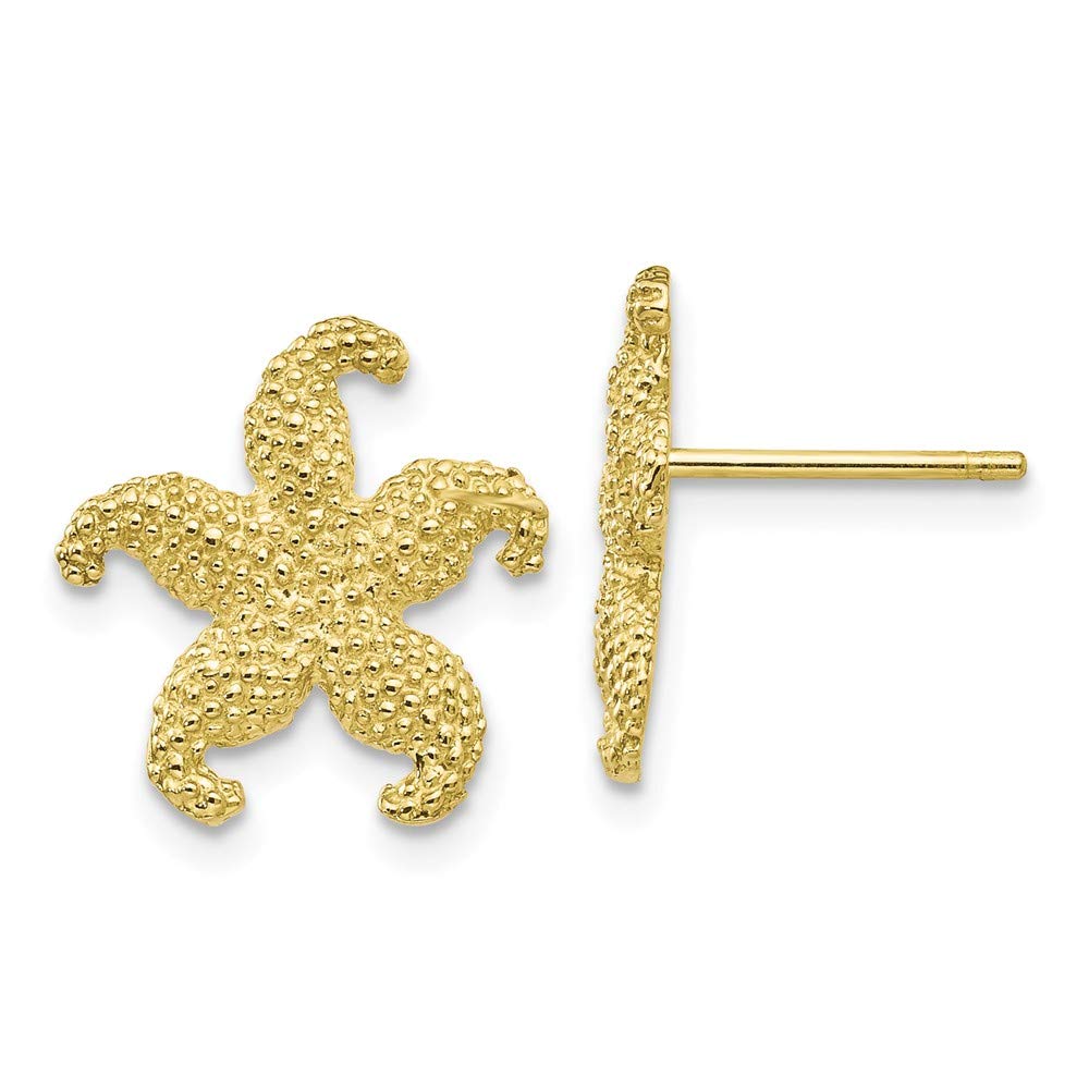 10k Yellow Gold Starfish Post Earrings for Women - Hypoallergenic Stud Earrings for Sensitive Ears - Perfect for Beach Vacations, Summer Outfits & Gift Giving