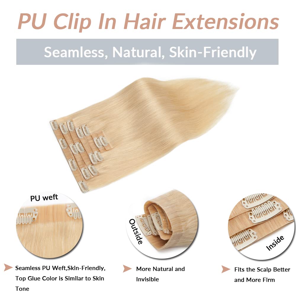 Premium 7-Piece Clip-In Human Hair Extensions (16