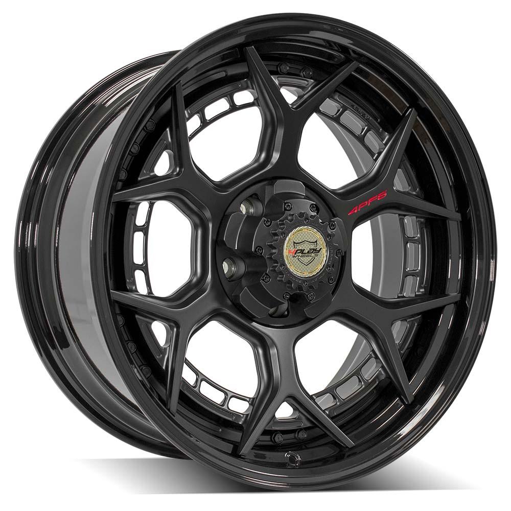 4Play Forged Series 4PF6 Matte Black Wheels with Gloss Black Barrel - 20x9.0 0 Offset 5x127/5x139.7mm 87.1mm Hub - Premium Alloy Rims for Trucks & SUVs - Perfect for Off-Roading and Street Performance