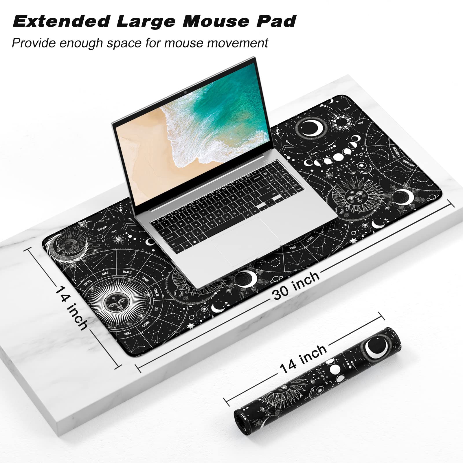 Atufsuat XXL Gaming Mouse Pad 30x14 Inch - Waterproof, Non-Slip Desk Mat for Office & PC Gaming