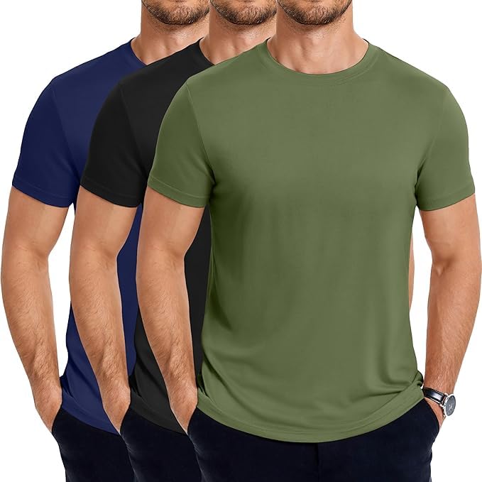 24 Pack Men's Cotton Short Sleeve Lightweight T-Shirts - Bulk Crew Neck Tees for Men - Casual Wear, Gym, Workout & Everyday Essentials