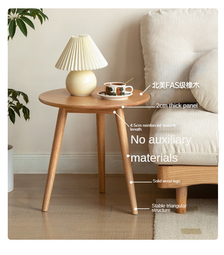 Solid Oak Round Side Table - Natural Wood Accent Table for Living Room, Bedroom & Patio - Sturdy & Stylish End Table for Coffee, Books & Decor