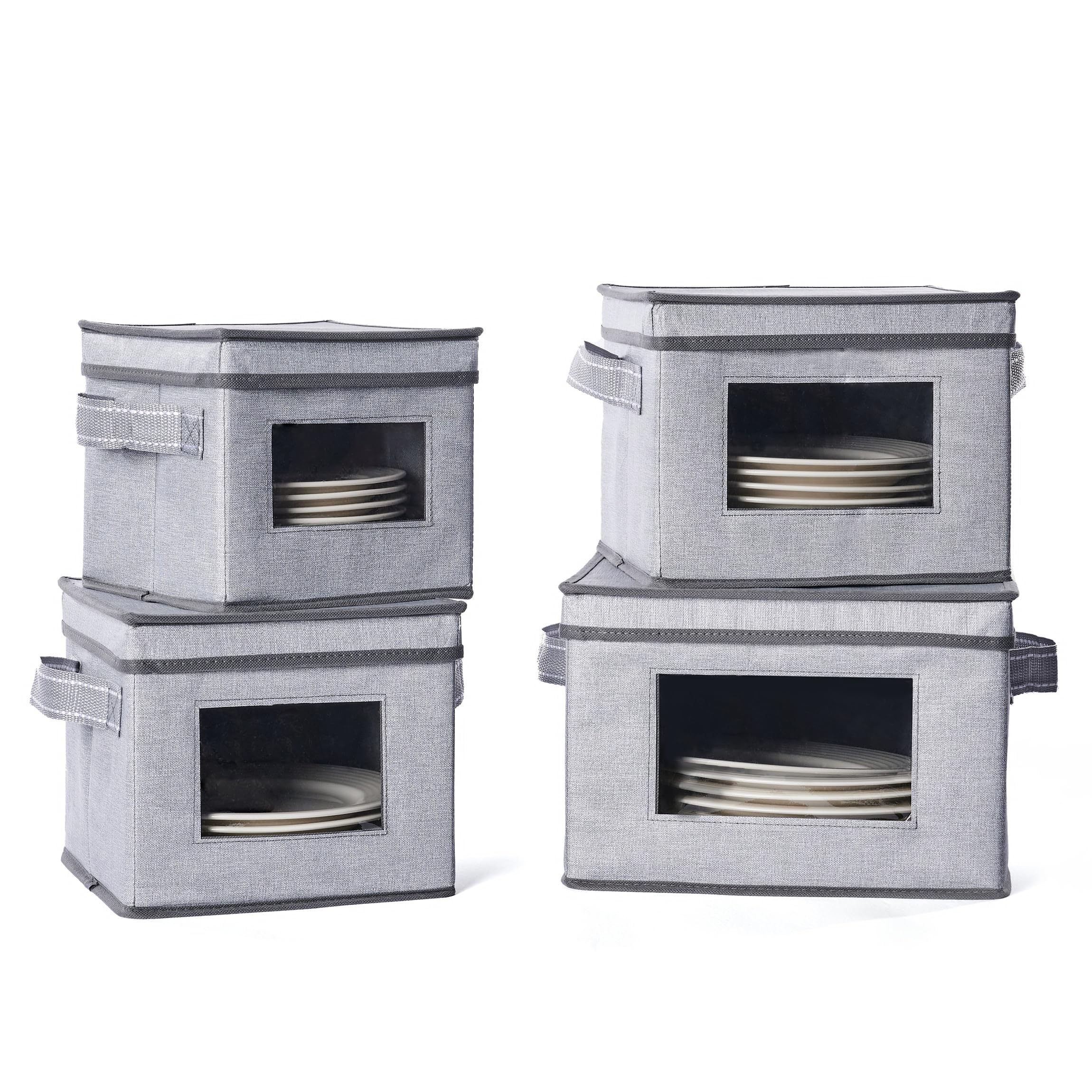 VENO 4-Size Dish Storage Containers - Hard Shell Plate Organizer for Moving & Packing (48 Plates) - Perfect for Kitchen & Holiday Storage