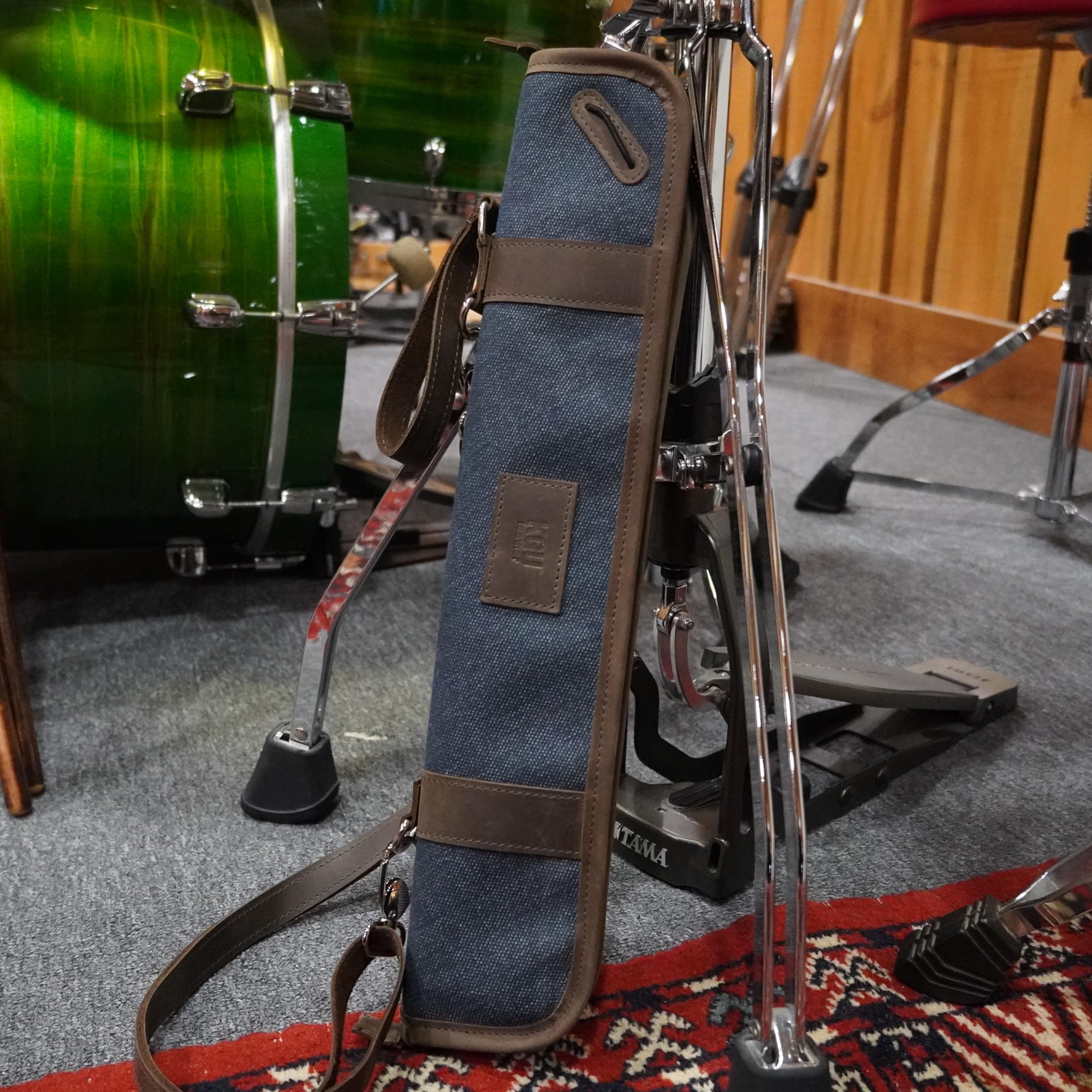 Handmade Leather Drumstick Bag with Adjustable Shoulder Strap - Built-in Rubber Loops for Secure Storage - Premium Canvas Marching Band Drumstick Case - Perfect Gift for Drummers & Music Lovers - Ideal for Band Practice, Performances & Travel