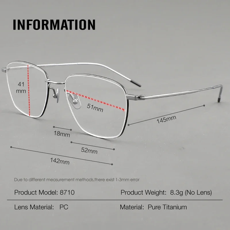 Aror Unisex Full Rim Polygon Square Titanium Eyeglasses 48710 - Lightweight Durable Frame for Men & Women - Perfect for Reading, Work & Fashion Accessories