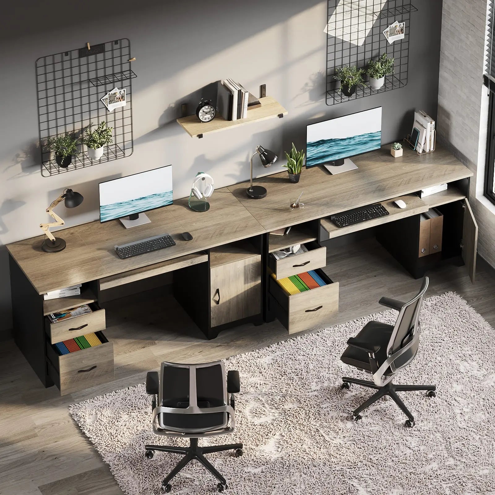 Bestier 59 Inch Executive Office Desk with Storage Drawers - Modern L-Shaped Computer Desk for Home Office & Workspace (Espresso)